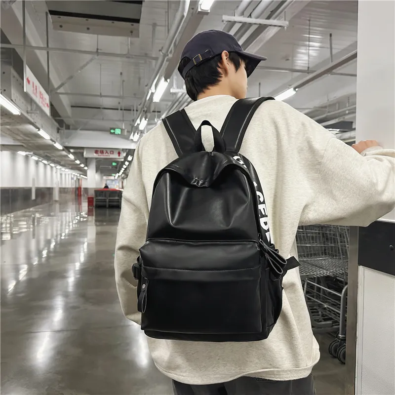 BRABOSTON PU Backpack Unisex White/Gray/Black/Brown-9