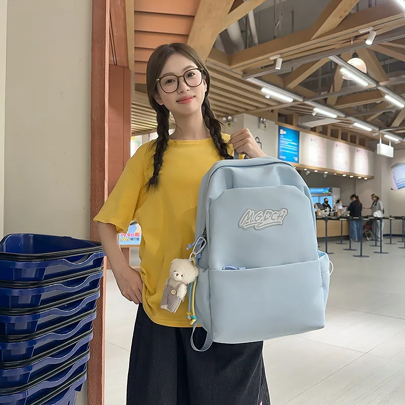 BRABOSTON Nylon Backpack Unisex Black/White/Green/Dark Blue/Sky Blue-25