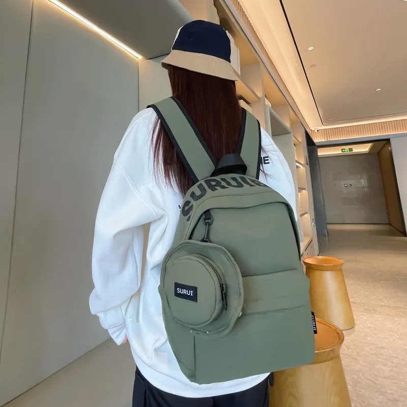 BRABOSTON Canvas Backpack Unisex Ecru/Black/Green/Orange-14