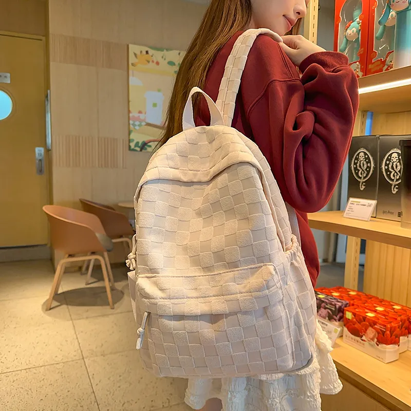 BRABOSTON Corduroy With Nylon Backpack Unisex Black/Khaki/Pink/Blue-8