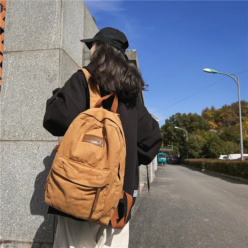 BRABOSTON Canvas Backpack Regular Unisex Black/White/Brown/Green-6