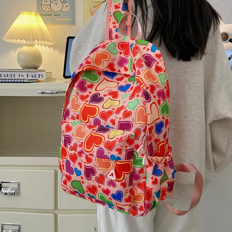 BRABOSTON Nylon Backpack Regular Unisex Strawberry/Heart-2