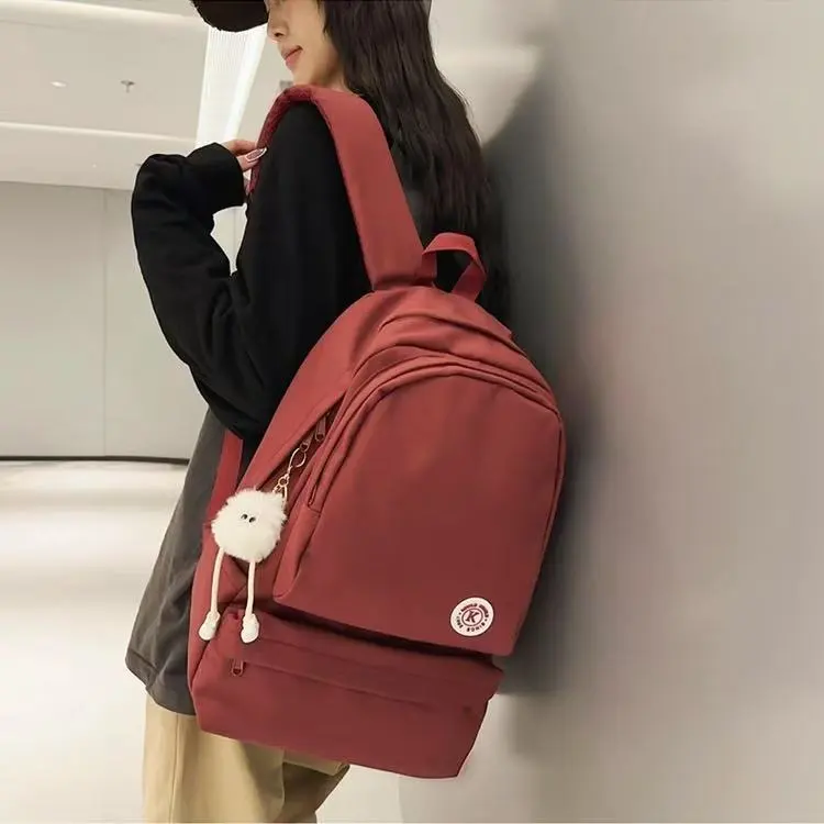 BRABOSTON Nylon Backpack Unisex Ecru/Black/Red/Blue/Dark Brown-6