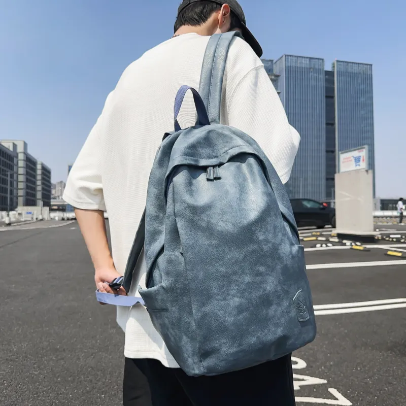 BRABOSTON PU Backpack Regular Unisex White/Gray/Black/Pink/Army Green/Blue-2