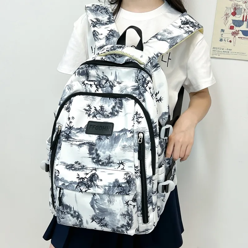 BRABOSTON Nylon Backpack Unisex Black/Purple/Green/Blue/Pink-13