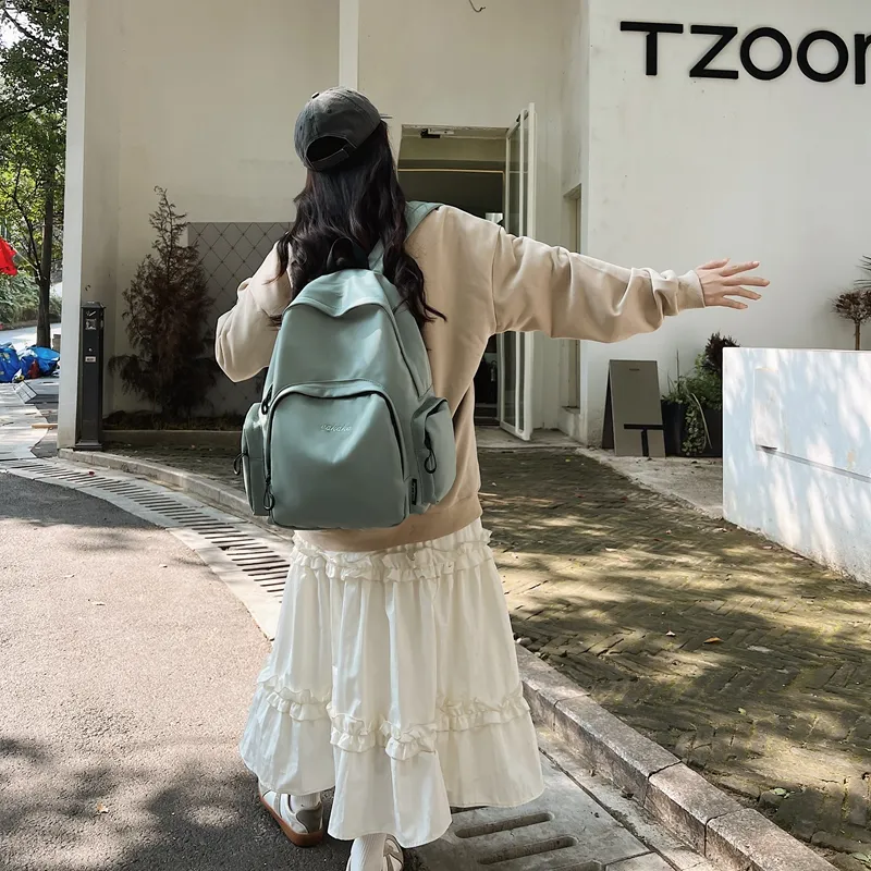 BRABOSTON Nylon Backpack Unisex Ivory/Black/Green/Pink-12