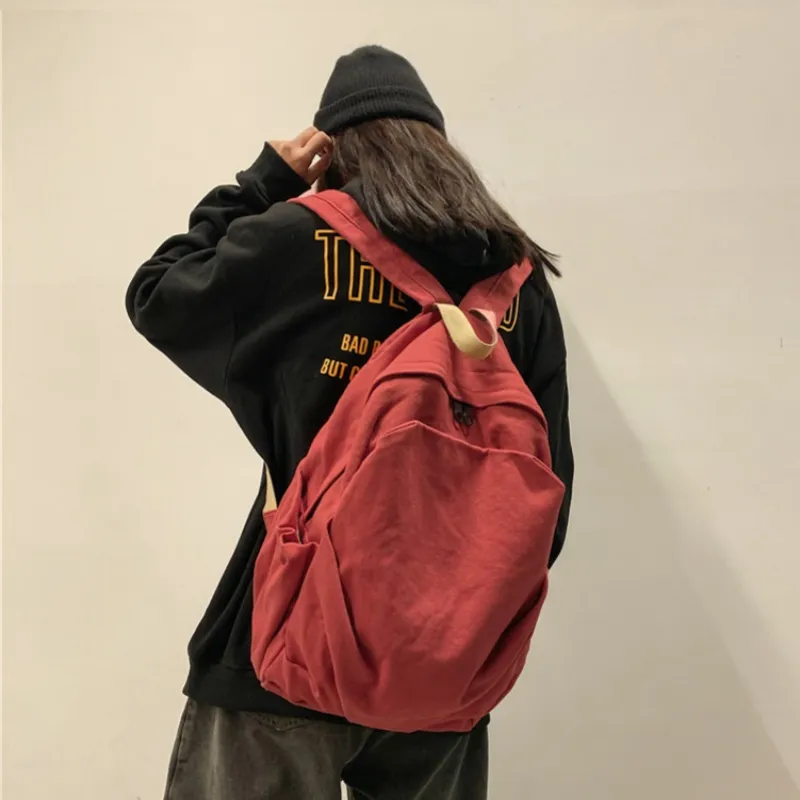 BRABOSTON Canvas Backpack Unisex Green/Black/Red/Purple/Khaki/Ecru-9