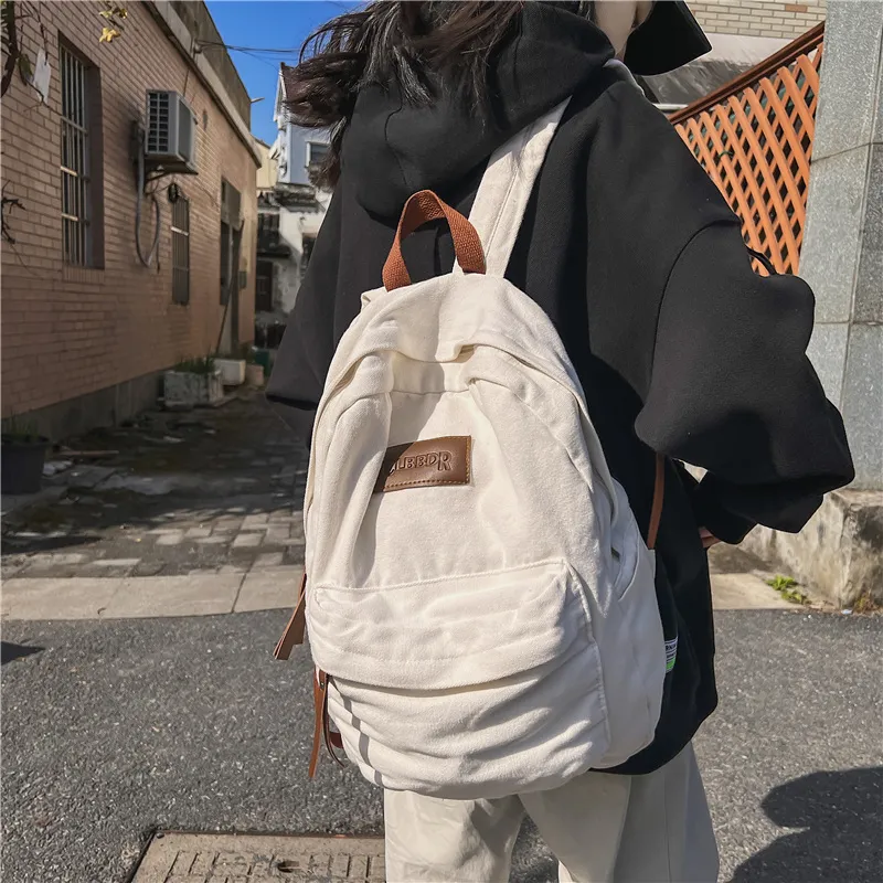 BRABOSTON Canvas Backpack Regular Unisex Black/White/Brown/Green-12