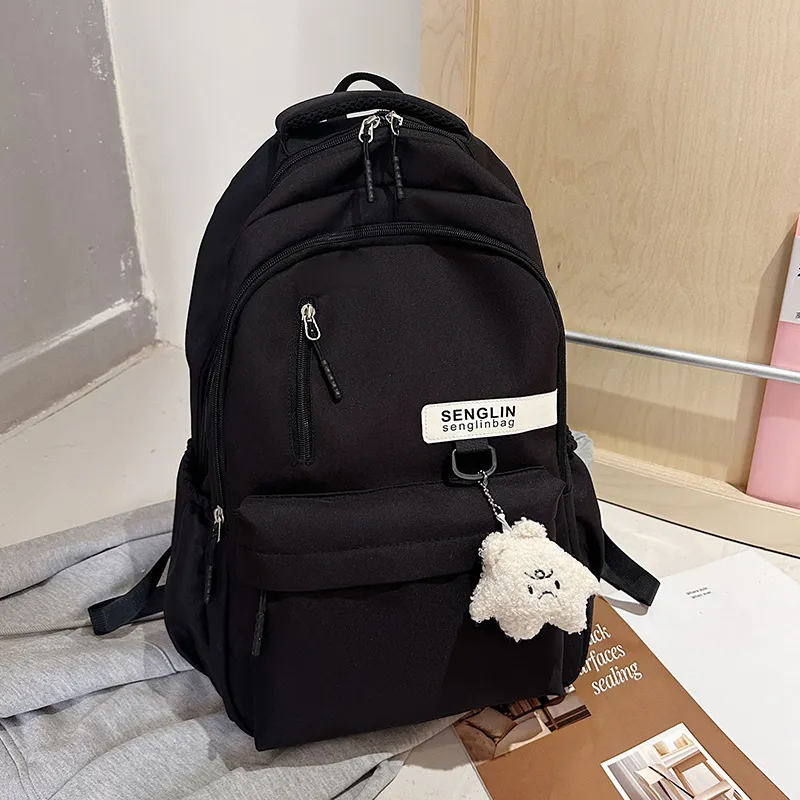 BRABOSTON Nylon Fabric Backpack Unisex White/Burgundy/Black/Khaki-11