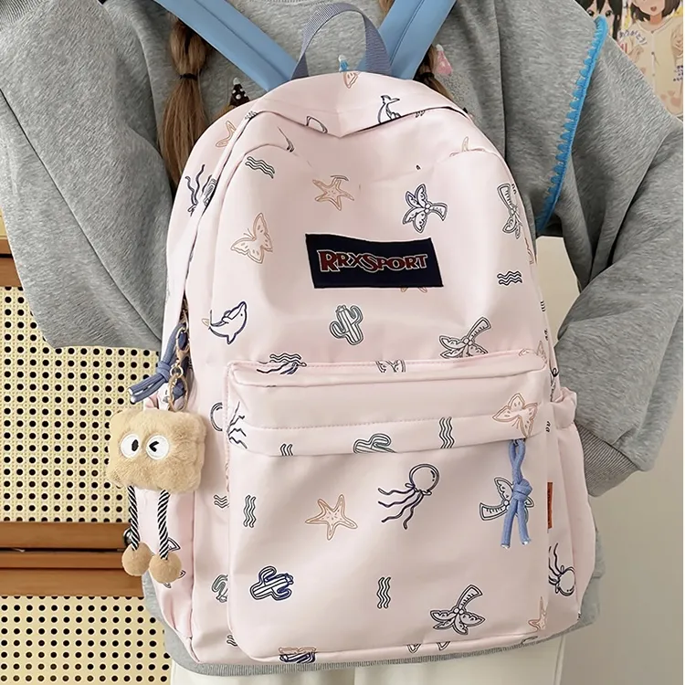 BRABOSTON Nylon Backpack Regular Unisex White/Black/Blue/Pink-14