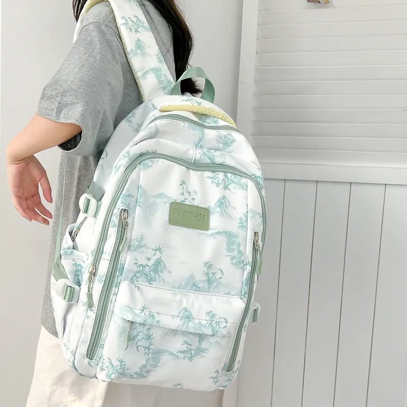 BRABOSTON Nylon Backpack Unisex Black/Purple/Green/Blue/Pink-20