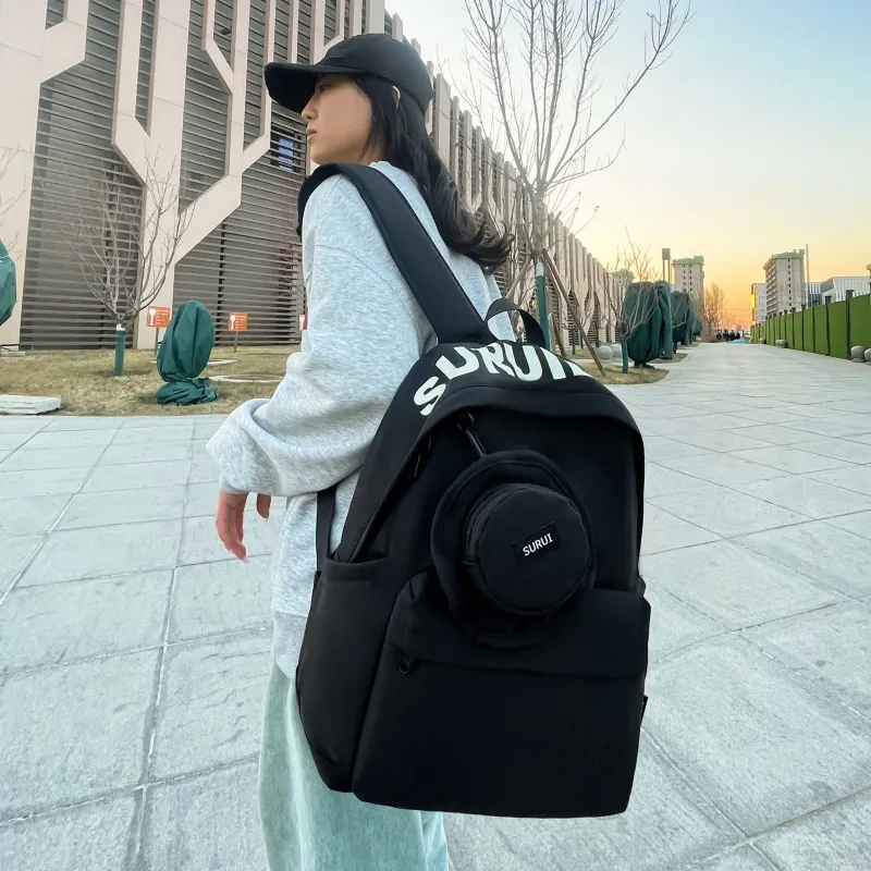 BRABOSTON Canvas Backpack Unisex Ecru/Black/Green/Orange-9