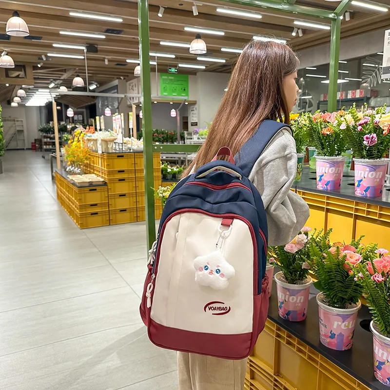 BRABOSTON Nylon Backpack Unisex Black/Pink & Green/Blue & Red/Light Blue & Yellow-11