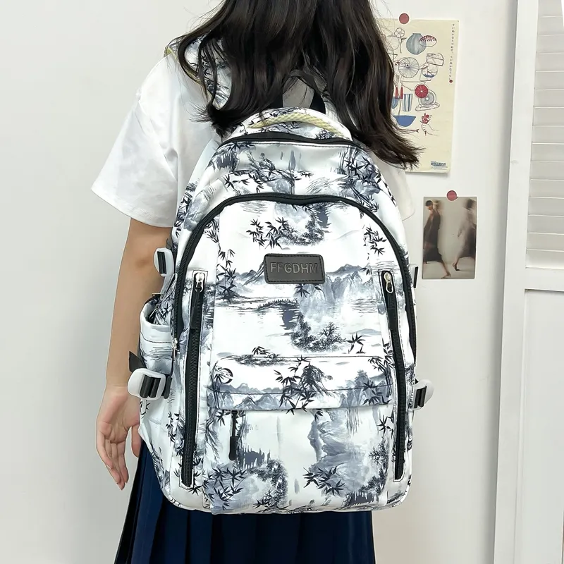 BRABOSTON Nylon Backpack Unisex Black/Purple/Green/Blue/Pink-4