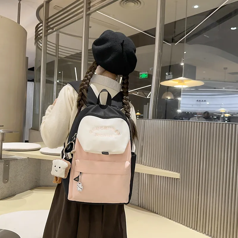 BRABOSTON Nylon Backpack Unisex Coffee & Green/Dark Blue & Yellow/Gray & Light Blue/Pink & Green-22