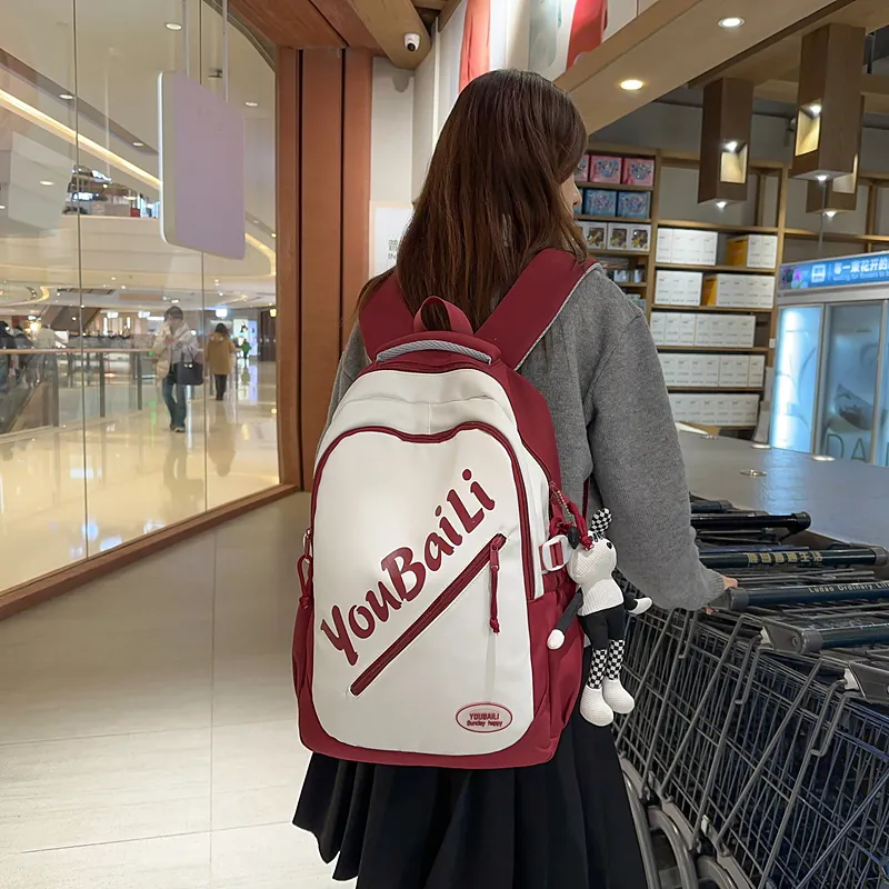 BRABOSTON Nylon Backpack Regular Unisex Black/Burgundy/Khaki/Coffee/Green/Navy Blue-7