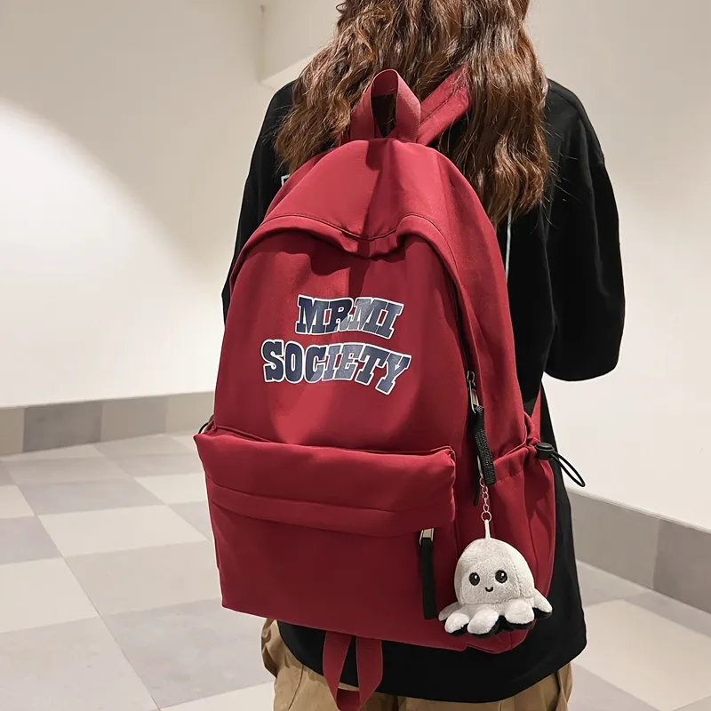 BRABOSTON Nylon Backpack Unisex Ecru/Black/Burgundy/Light Blue-18