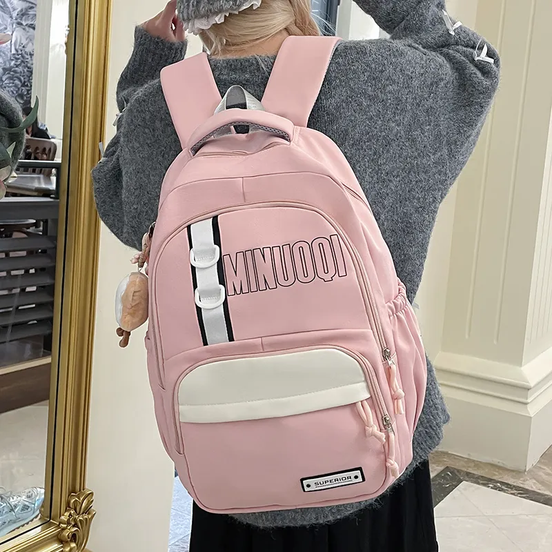 BRABOSTON Canvas Backpack Unisex Black/Brown/Blue/Purple/Pink-22