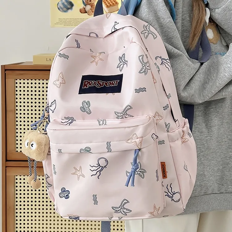 BRABOSTON Nylon Backpack Regular Unisex White/Black/Blue/Pink-15