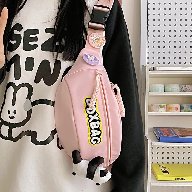 BRABOSTON Nylon Sling Bag Unisex Ecru/Pink/Green/Black/Yellow-18