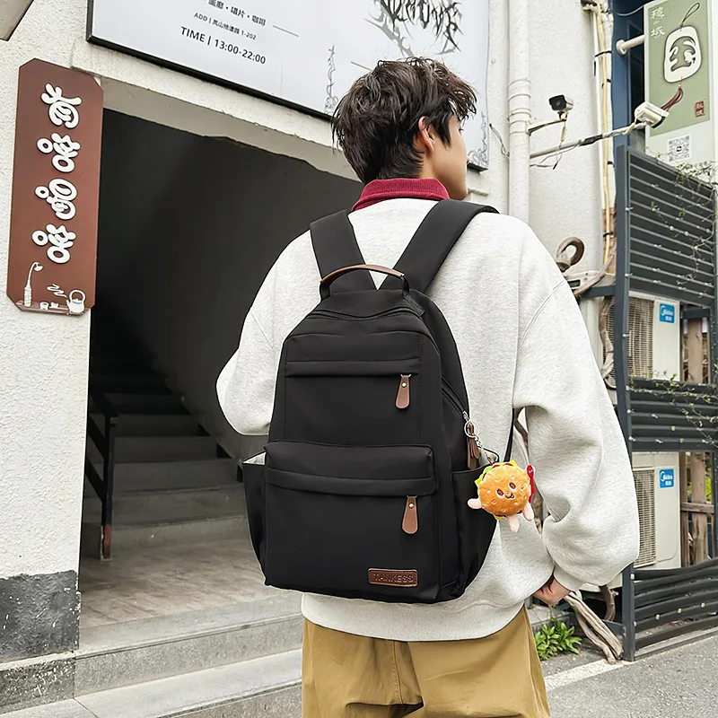 BRABOSTON Nylon Backpack Unisex Black/Red/White-2