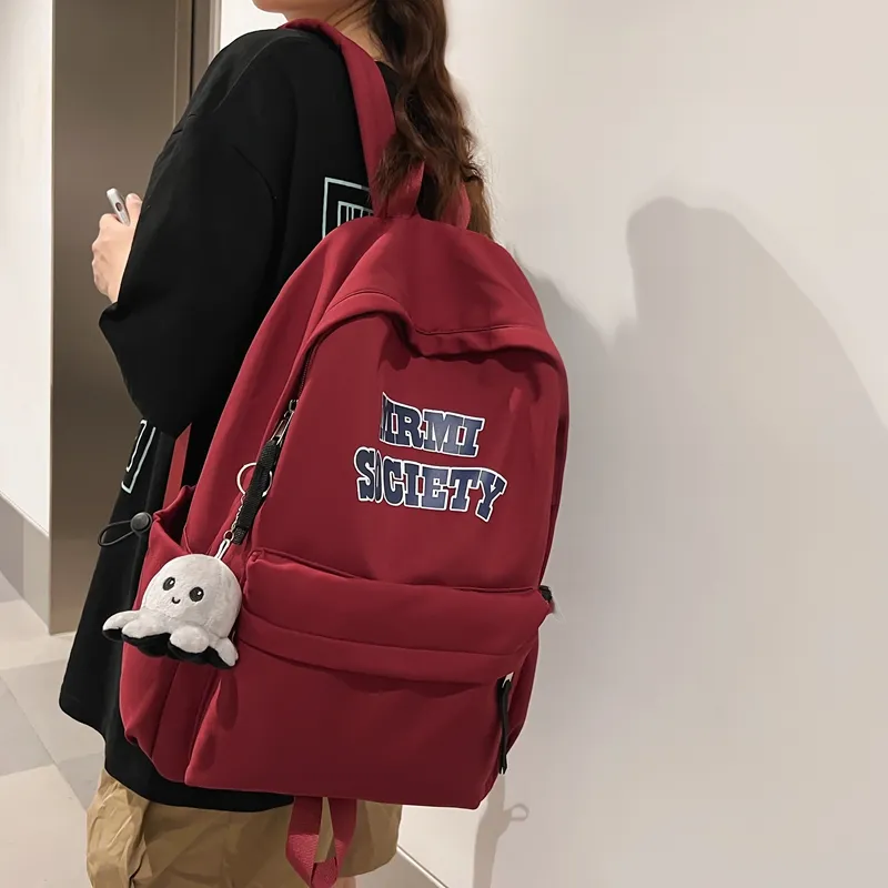 BRABOSTON Nylon Backpack Unisex Ecru/Black/Burgundy/Light Blue-14