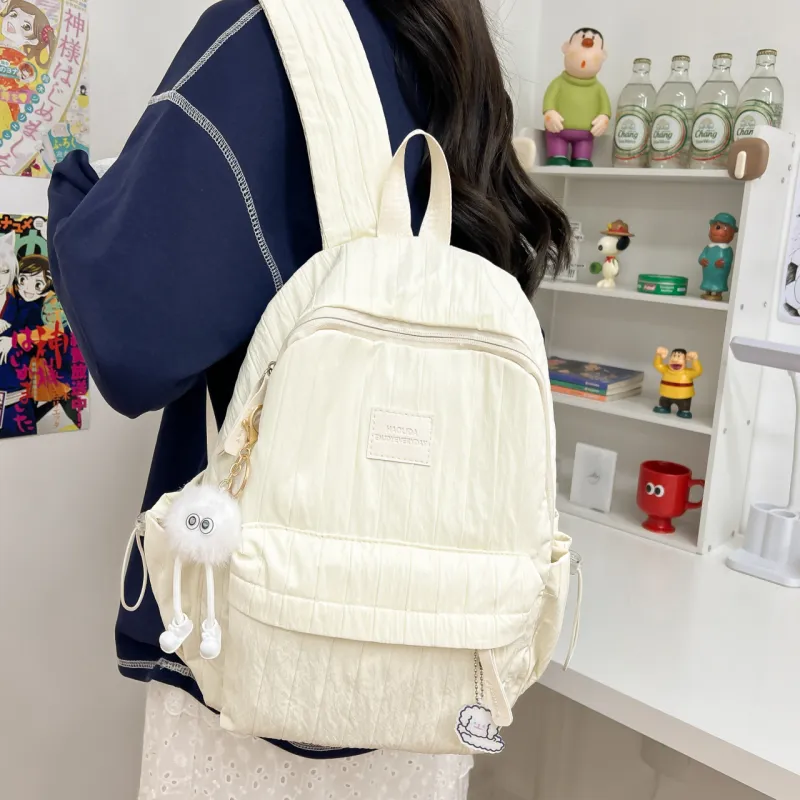 BRABOSTON Composite Cloth Backpack Regular Unisex Ecru/Khaki/Pink/Yellow-3