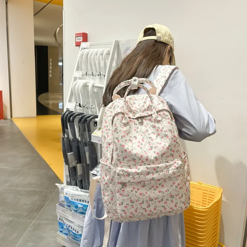 BRABOSTON Nylon Backpack Regular Women's Small Florets/beige Florets-7