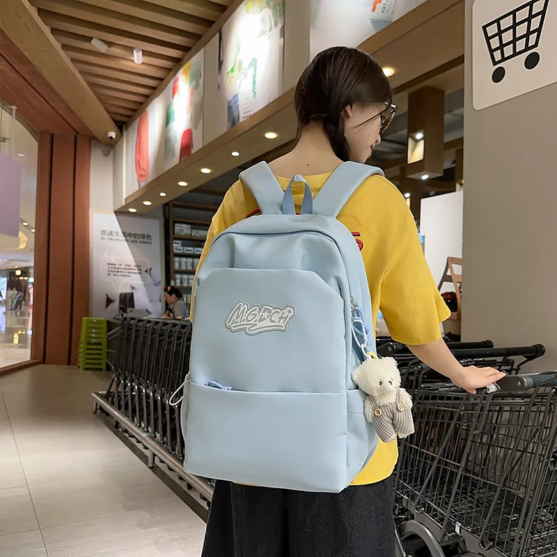 BRABOSTON Nylon Backpack Unisex Black/White/Green/Dark Blue/Sky Blue-27