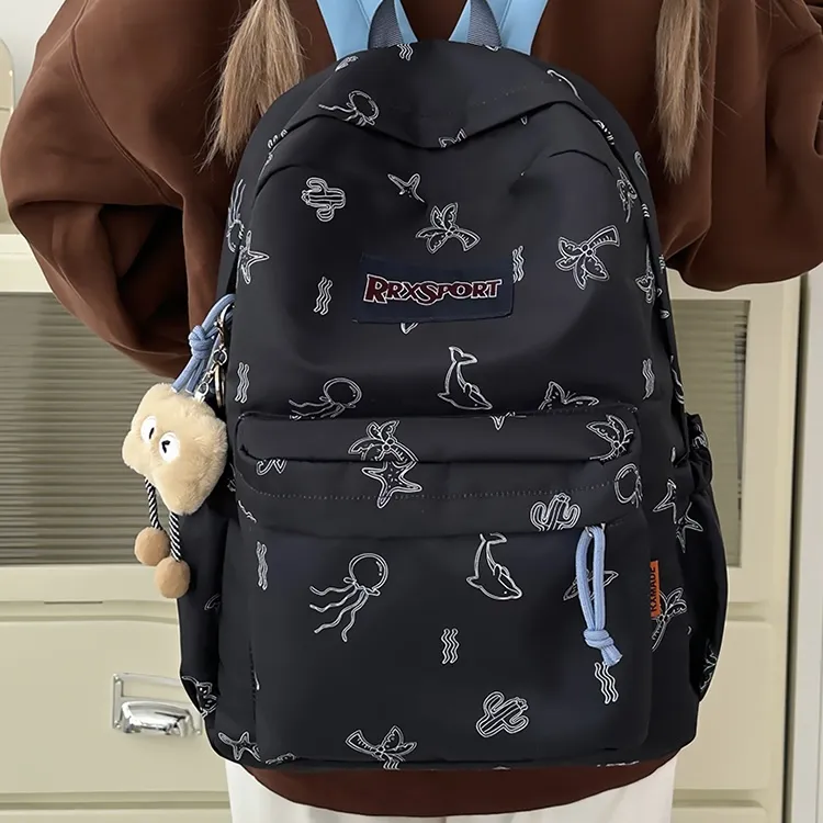 BRABOSTON Nylon Backpack Regular Unisex White/Black/Blue/Pink-6