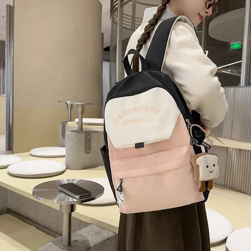 BRABOSTON Nylon Backpack Unisex Coffee & Green/Dark Blue & Yellow/Gray & Light Blue/Pink & Green-19