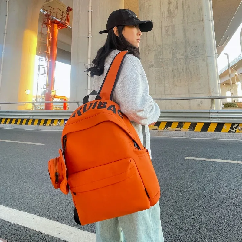 BRABOSTON Canvas Backpack Unisex Ecru/Black/Green/Orange-16
