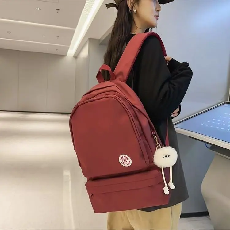 BRABOSTON Nylon Backpack Unisex Ecru/Black/Red/Blue/Dark Brown-7