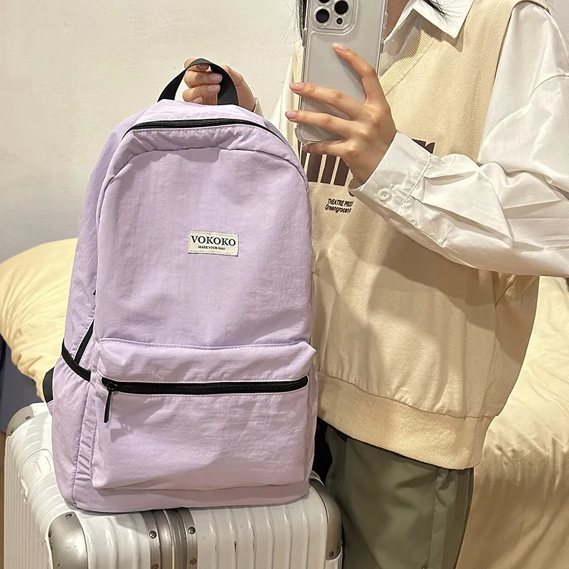 BRABOSTON Nylon Backpack Regular Unisex Black/Pink/Red/Purple/Khaki-20