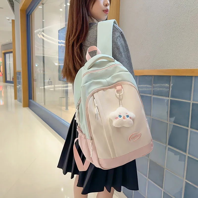 BRABOSTON Nylon Backpack Unisex Black/Pink & Green/Blue & Red/Light Blue & Yellow-7