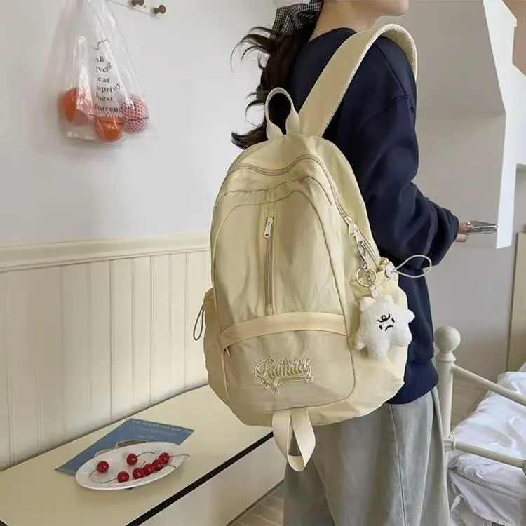 BRABOSTON Nylon Backpack Regular Unisex Black/Pink/Burgundy/Light Yellow/Light Blue-17
