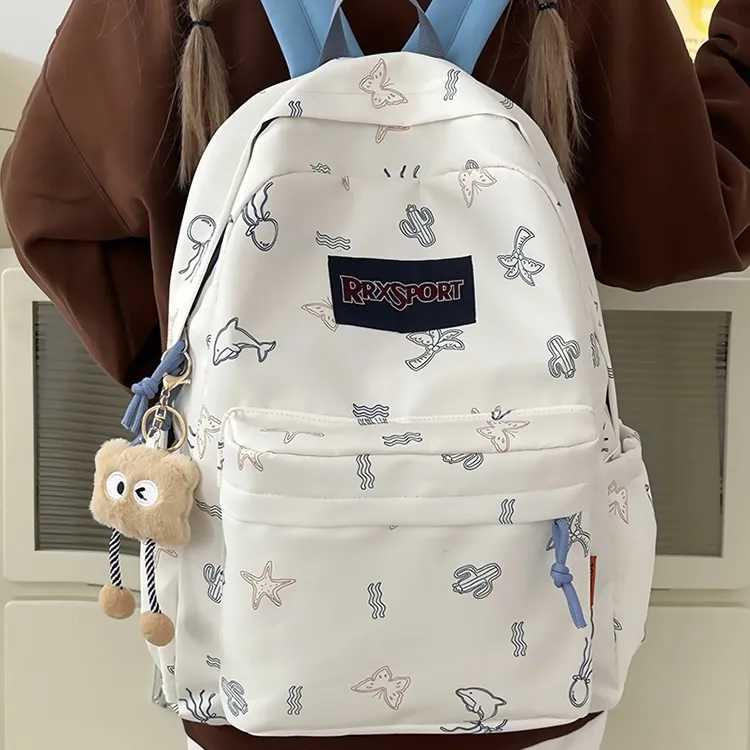 BRABOSTON Nylon Backpack Regular Unisex White/Black/Blue/Pink-3