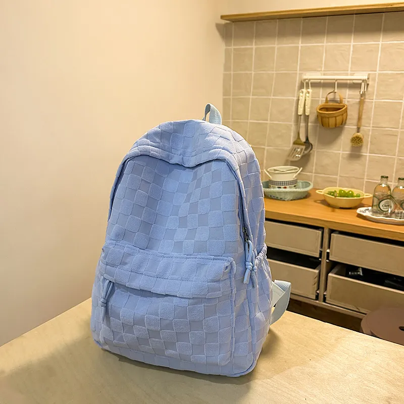 BRABOSTON Corduroy With Nylon Backpack Unisex Black/Khaki/Pink/Blue-20