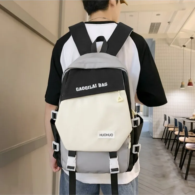 BRABOSTON Nylon Backpack Regular Unisex Black/Pink/Burgundy/Khaki-2