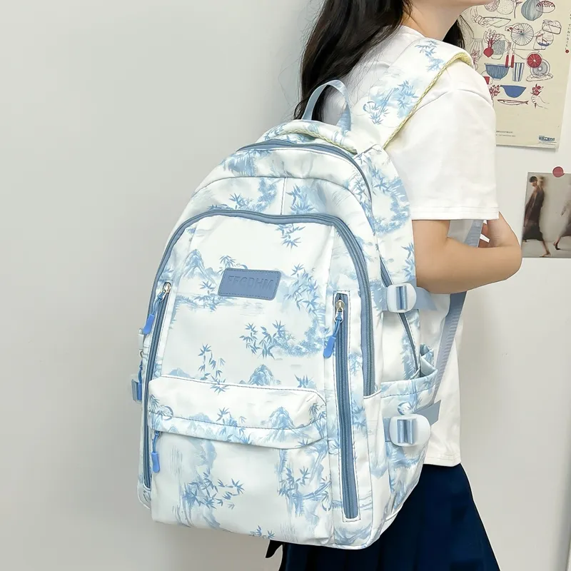 BRABOSTON Nylon Backpack Unisex Black/Purple/Green/Blue/Pink-27