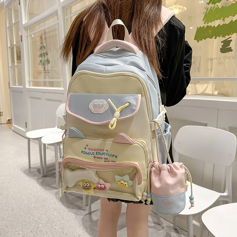 BRABOSTON Nylon With PVC Backpack Unisex Black/Blue Yellow/Yellow Green/Yellow Purple-7