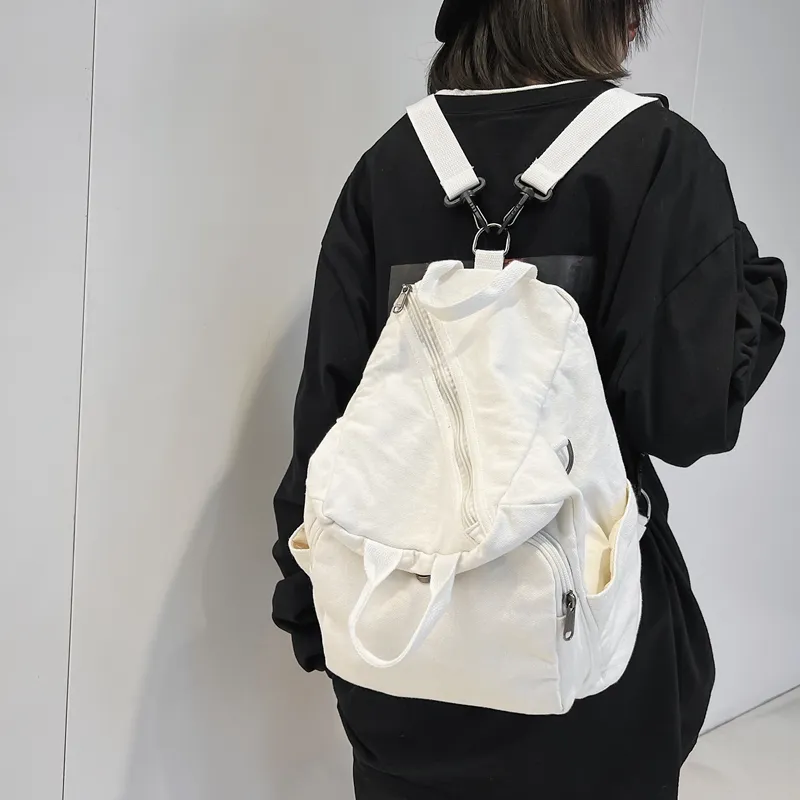 BRABOSTON Canvas Backpack Regular Unisex Beige/Black/Brown-2