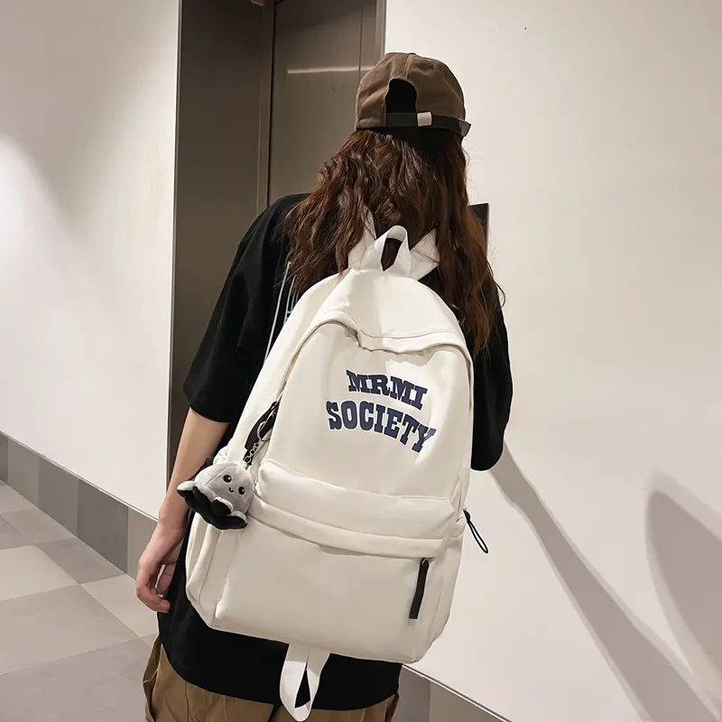 BRABOSTON Nylon Backpack Unisex Ecru/Black/Burgundy/Light Blue-7