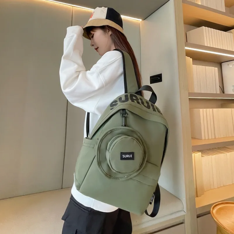 BRABOSTON Canvas Backpack Unisex Ecru/Black/Green/Orange-13