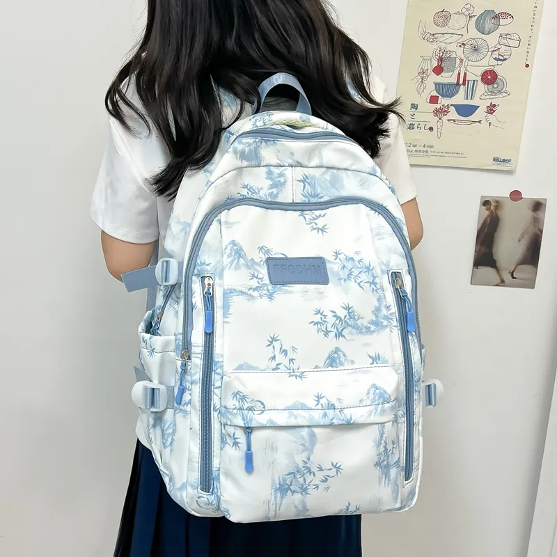 BRABOSTON Nylon Backpack Unisex Black/Purple/Green/Blue/Pink-25