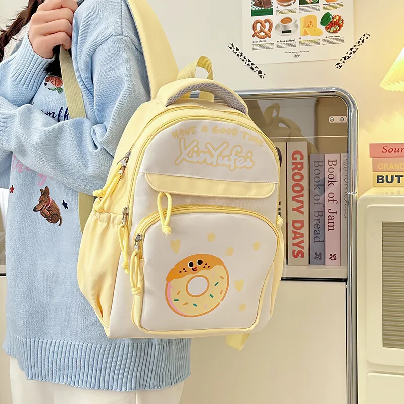BRABOSTON Nylon Backpack Regular Unisex Pink/Purple/Yellow/Blue/Black/Khaki-11