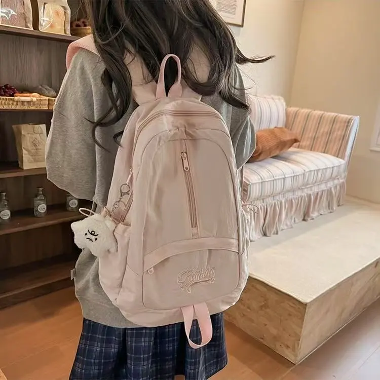 BRABOSTON Nylon Backpack Regular Unisex Black/Pink/Burgundy/Light Yellow/Light Blue-5