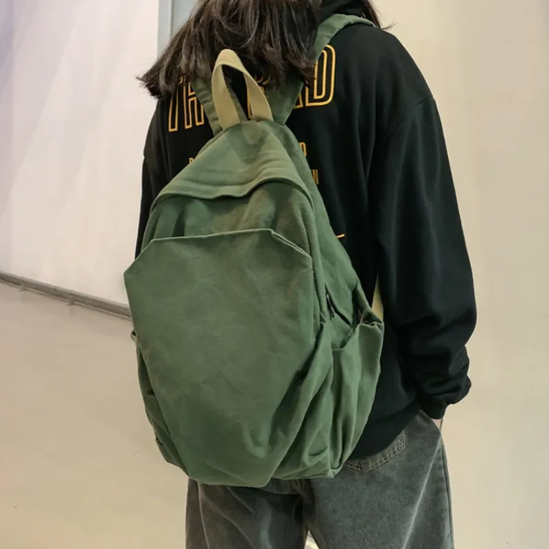 BRABOSTON Canvas Backpack Unisex Green/Black/Red/Purple/Khaki/Ecru-1
