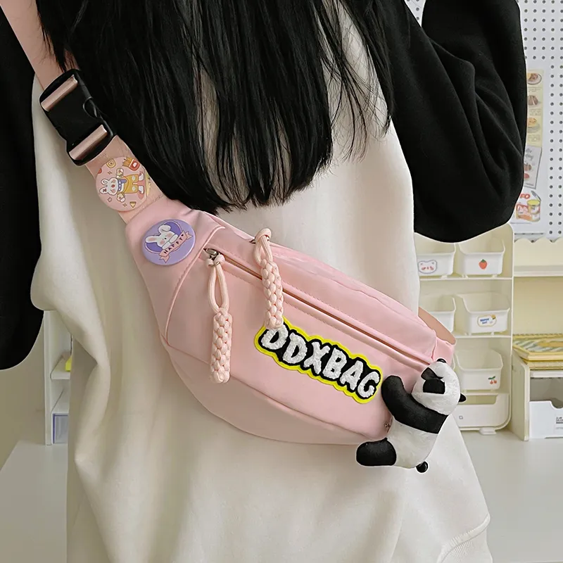 BRABOSTON Nylon Sling Bag Unisex Ecru/Pink/Green/Black/Yellow-12