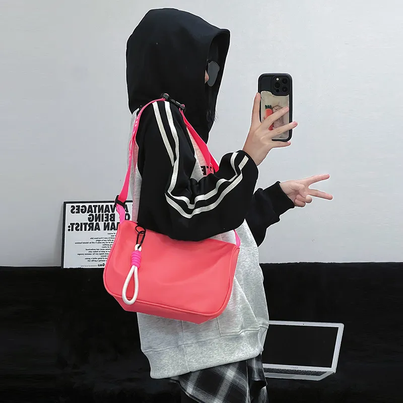 LECAGE Polyester Shoulder Bag, Crossbody Bag, Sling Bag Regular Unisex White Black/Fruit Green/Black Green/Pink/Khaki-16
